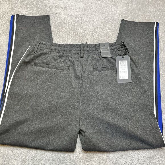 Jack & Jones Sweat Pants Mens Melange Stripe Gym Active Joggers 33x32 Dark Gray - Picture 2 of 6